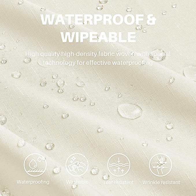 IVAPUPU Textured Linen Table Cloth for Rectangle Table - Ivory Tablecloths Rectangular Waterproof Wrinkle Free Wipeable Dining Cover for Spring Wedding Birthday Kitchen Decor, 60 x 84 Inch