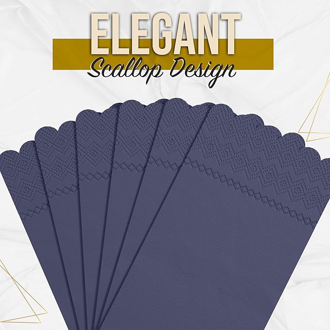 Party Solids Purple Scalloped Napkins Disposable 20 Pcs 3-Ply Purple Scalloped Dinner Napkins Disposable Decorative for Dinners & Parties, Paper Guest Towels for Bathroom & Party Supplies