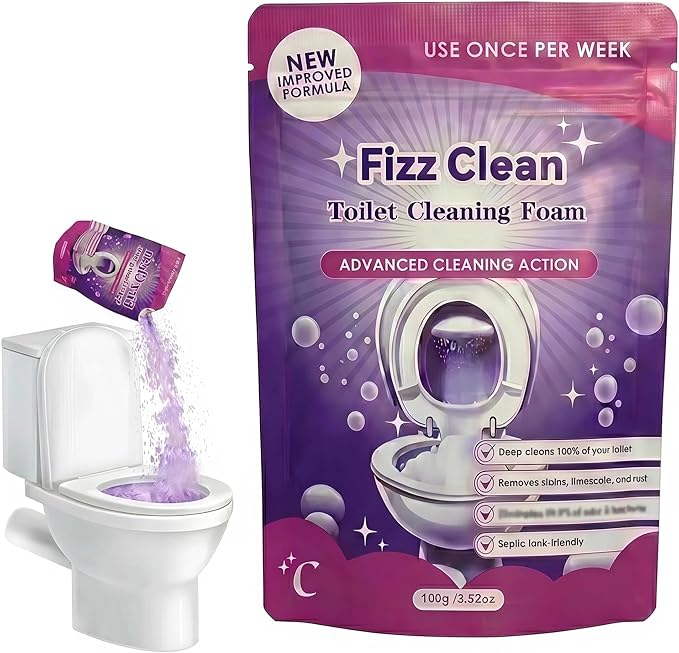 Fizz Clean Toilet bowl cleaner, a fast-foaming toilet cleaner that helps remove stains and odors. This bathroom toilet cleaner has a fresh scent and is easy to use，With Minimal Effort。 (1pc）