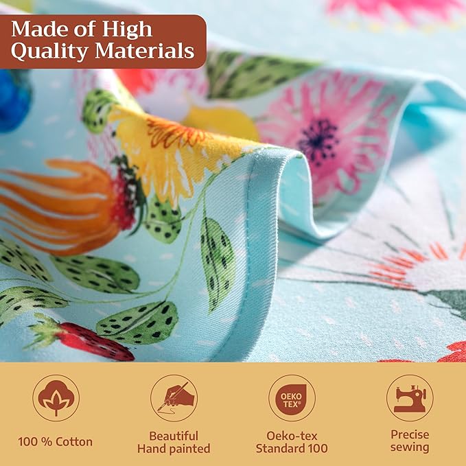 Maison d' Hermine 100% Cotton Cloth Napkins Set of 4 Everyday Reusable Square Napkins Cloth Washable Dinner Party Wedding Restaurant Hotel Kitchen Spring Summer (Jardin D'Ete - Mint, 20" x 20")