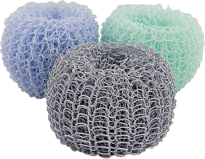 Fox Run Mesh Dish Scrubber Set, Set of 3 Multicolor Polyester Kitchen Cleaners