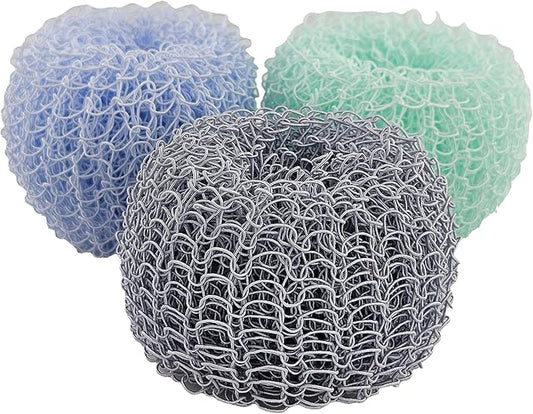 Fox Run Mesh Dish Scrubber Set, Set of 3 Multicolor Polyester Kitchen Cleaners