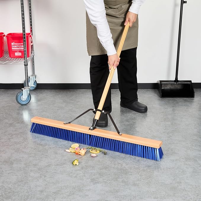 Restaurantware-BROOM HEAD ONLY: Clean Tek Professional 36-Inch Broom Head, 1 Heavy-Duty Push Cleaning Tool - Handle And Brace Sold Separately, Heavy Plastic Bristles, Wooden, Commercial Use