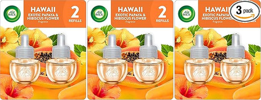 Air Wick plug in Scented Oil, 2 Refills, Hawaii, Essential Oils, Air Freshener (Pack of 3)