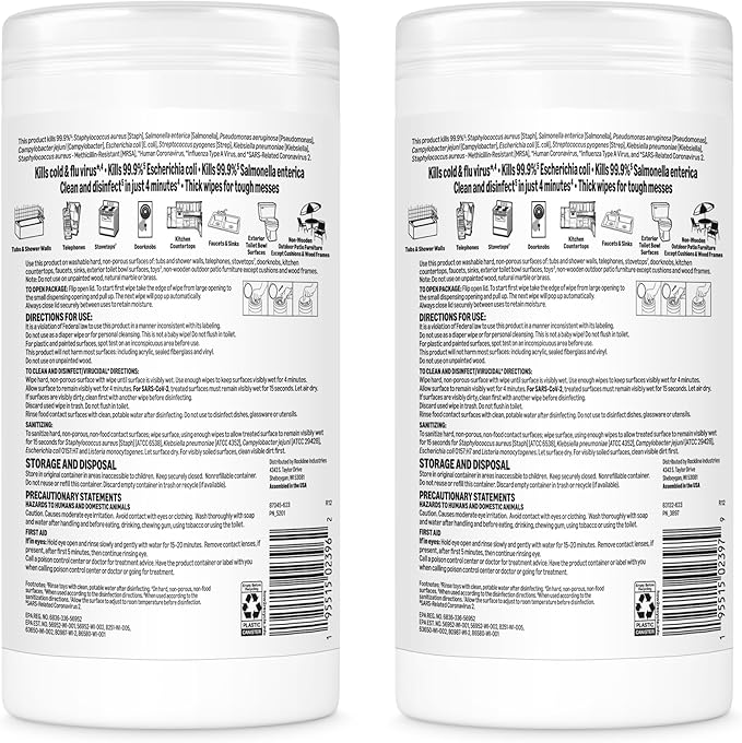 Amazon Basics Disinfecting Wipes, Lemon & Fresh Scent, Sanitizes, Cleans, Disinfects & Deodorizes, 255 Count (3 Packs of 85), Packaging May Vary