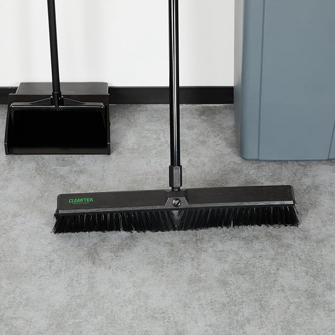 Restaurantware-BROOM HEAD ONLY: Clean Tek Professional 23.62-Inch Push Broom Head, 1 Heavy-Duty Cleaning Tool - Handle Sold Separately, Fine Flagged Bristles, Black Plastic, Outdoor Use