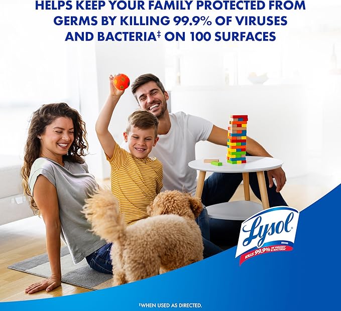 Lysol Disinfectant Spray, Household Cleaning Supplies, Disinfecting Multi-Purpose Room Spray, Antibacterial Sanitizer, Deodorizer, Kills Hantavirus, Early Morning Breeze, 19 Fl Oz