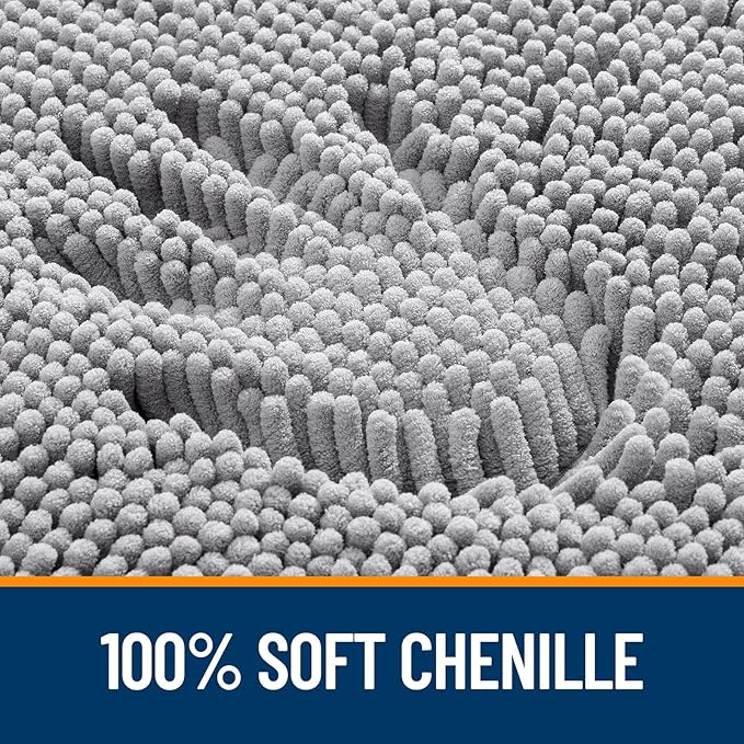 OLANLY Large Bathroom Rugs 70x46, Extra Soft Absorbent Chenille Bath Rugs, Rubber Backing Quick Dry, Machine Washable Bath Mats for Bathroom Floor, Tub and Shower, Home Decor Accessories, Grey