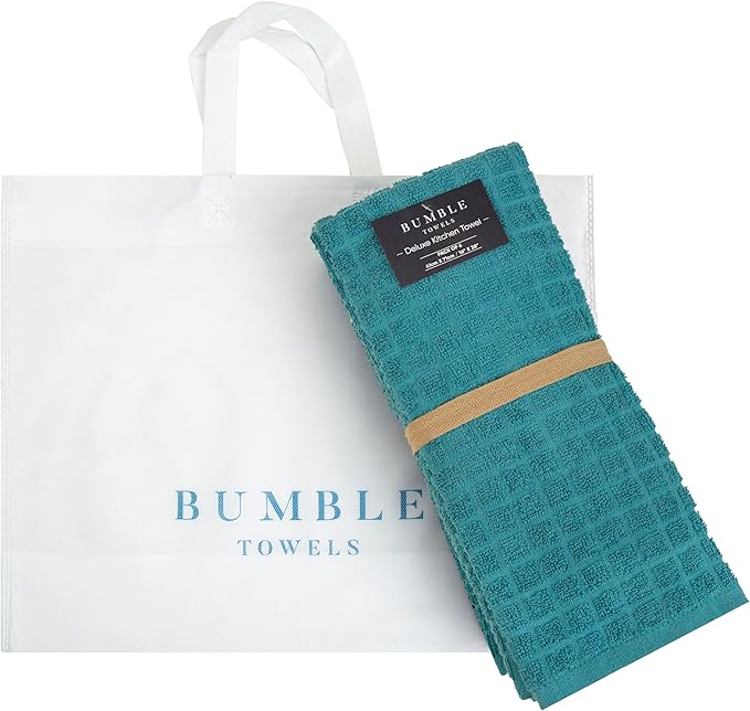 Bumble Kitchen Towels (6 Pack) | 16” x 28” | 100% Cotton Kitchen Towels | 385 GSM | Soft, Highly Absorbent & Durable Dish Towels for Kitchen | Aqua