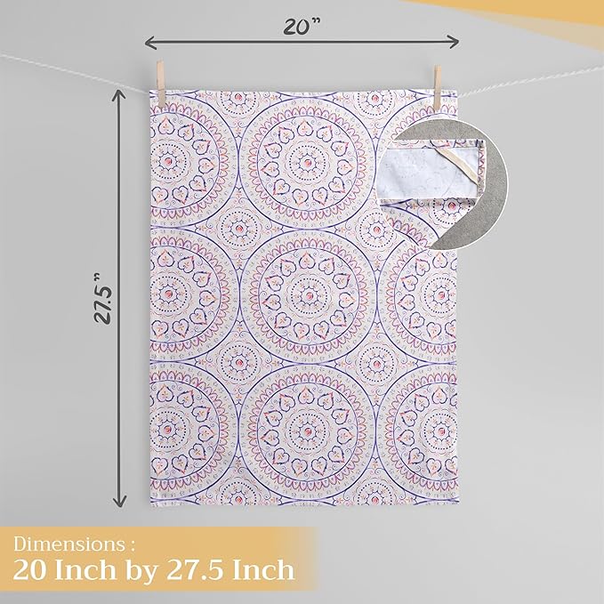 Maison d' Hermine Kitchen Towels Set of 3 100% Cotton 27.50" x 20" Reusable Cloth Tea Dish Towels Absorbent with Hanging Loop for Kitchen Farmhouse Hotel Spring Summer - Mandala