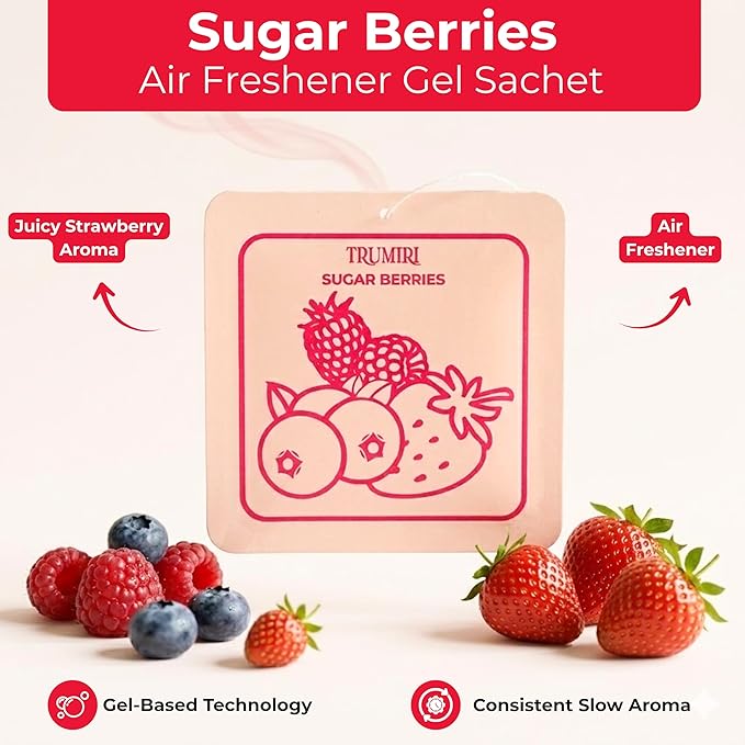 Sugar Berries - Room Deodorizer Gel Odor Eliminator For Home - Pack Of 3 - Bathroom Air Freshener Odor Absorber - Closet Deodorizer - Non Plug In Strong Scent For Kitchen Trash Basement Shoe Rack
