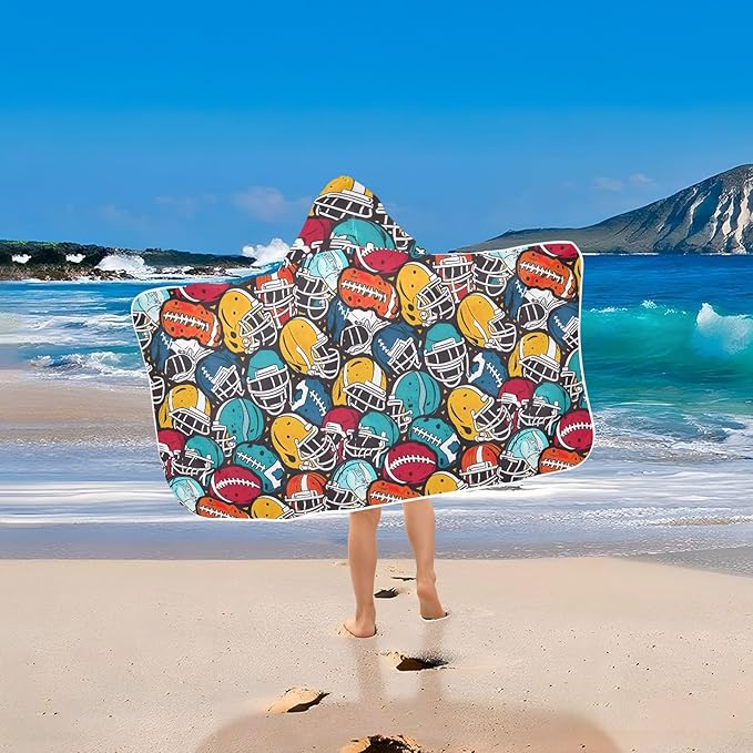 Kids Hooded Towels Colorful American Football Swimming Beach Towel 23.5" x 50" Bath Towel for Boys Girls 21214771