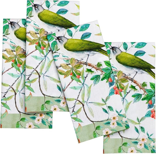 Maison d' Hermine 100% Cotton Cloth Napkins Set of 4 Everyday Reusable Square Napkins Cloth Washable Dinner Party Wedding Restaurant Hotel Kitchen Spring Summer (Mesange, 18" x 18")
