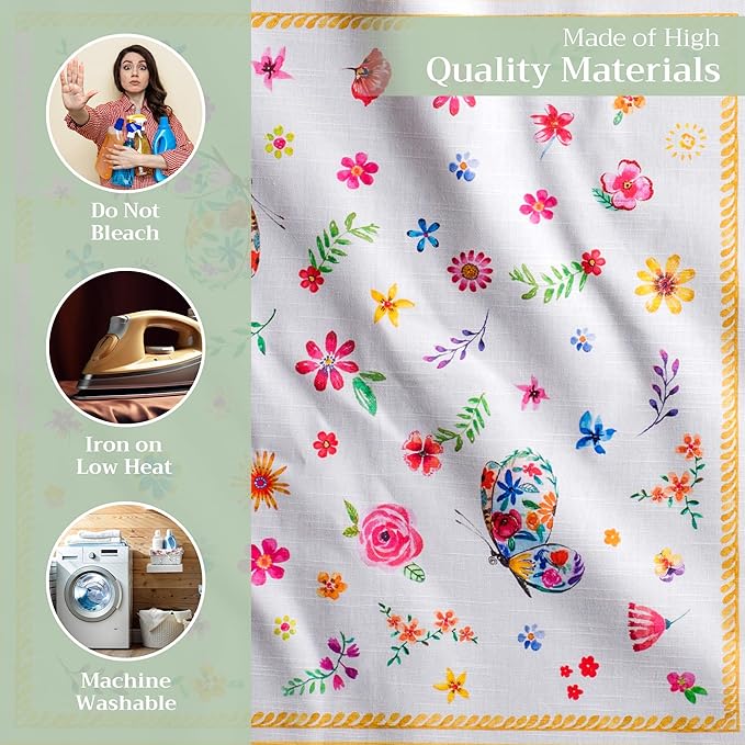 Maison d' Hermine 100% Cotton Cloth Napkins Set of 4 Everyday Reusable Square Napkins Cloth Washable Dinner Party Wedding Restaurant Hotel Kitchen Spring Summer (Happy Florals - Sweety, 20" x 20")