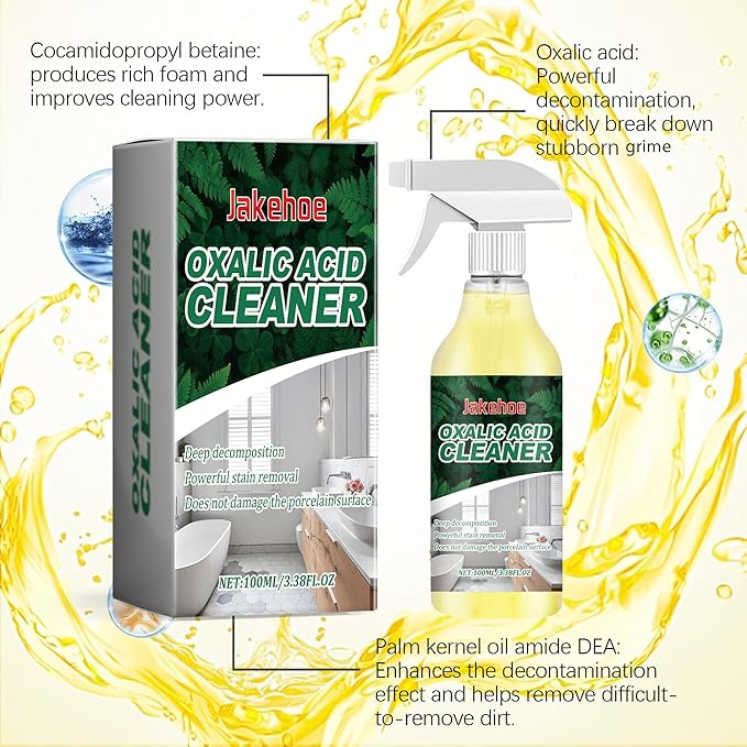 Oxalic Acid Cleaner for Bathroom & Household Surfaces, Designed for Hard Water Buildup & Surface Marks on Toilet, Tile, Tub & Concrete, Easy Spray for Routine Cleaning (1pcs)