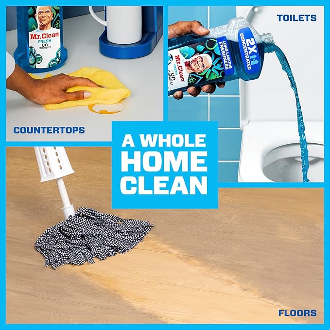 Mr. Clean 2X Concentrated Multi Surface Cleaner with Unstopables Fresh Scent 41 Fl Oz (Pack of 4)