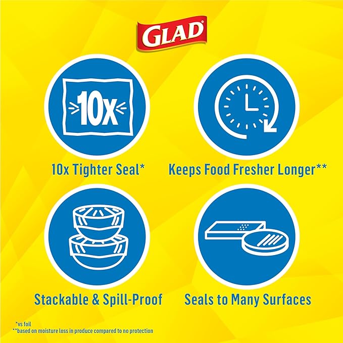 Glad Press'n Seal Plastic Food Wrap | 70 Square Foot | Roll | Pack of 2
