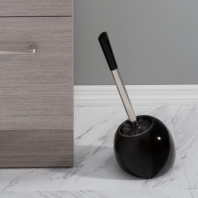 Bath Bliss Ceramic Dome Toilet Brush & Holder in Black