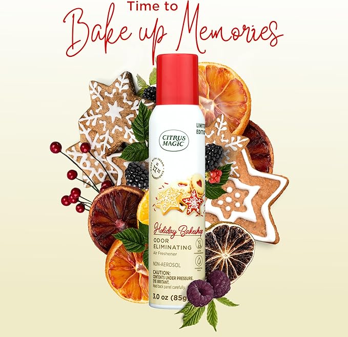Citrus Magic Holiday Odor Eliminating Air Freshener Spray, Holiday Bakeshop, 3-Ounce, Pack of 3