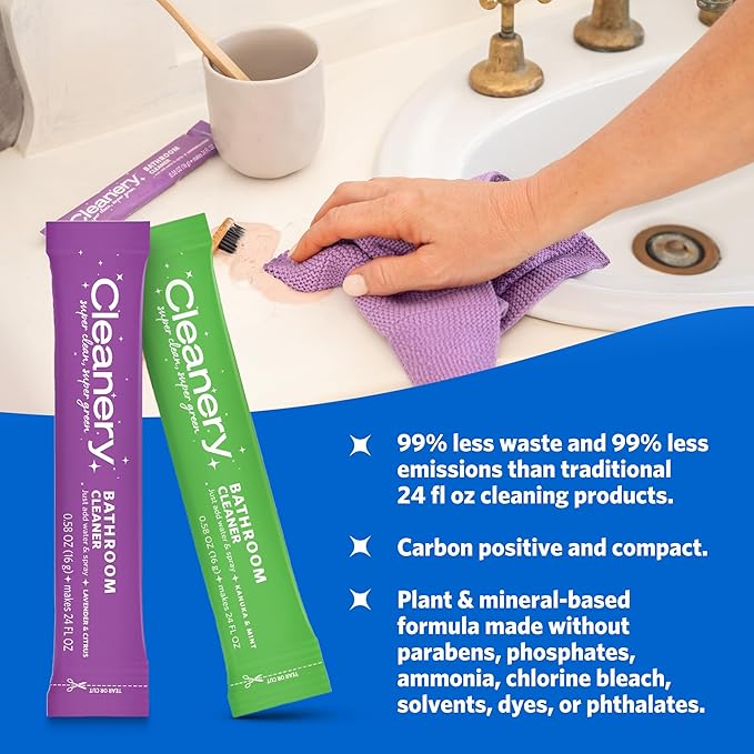 Bathroom Cleaner Powder Concentrate Refills 4 Pack, Makes 24 fl oz Each, Lavender & Citrus