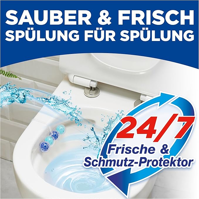 WC-Frisch Kraft Active Fragrance Rinser Fresh Breeze (2 x 50 g), Toilet Cleaner for Cleaning with Every Flush, Fragrance Stones for Long-Lasting Fresh Fragrance, + 50% Anti-limescale Effect