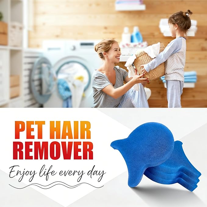 5PCS Reusable Laundry Pet Hair Remover, Blue Fish Tail - Dog & Cat Hair Catcher for Washing Machine & Dryer, Traps Fur, Lint, Dander from Clothes, Blankets, Pet Bedding