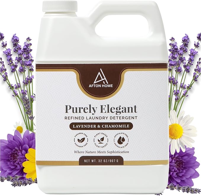 Elegant Luxury Plant-Based Laundry Detergent Lavender & Chamomile Scent, 32oz by Purely Elegant, Biodegradable, Sensitive Skin Safe, Highly Concentrated, Eco-Friendly, Paraben Free, HE Medium