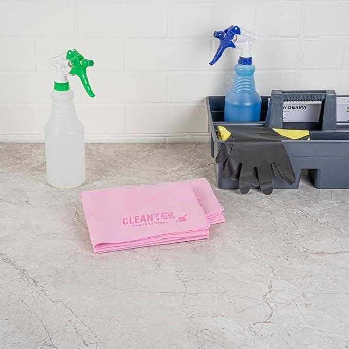 Restaurantware-Clean Tek Professional 25.2 x 16.9 Inch Chamois Cloth, 1 Reusable Microfiber Towel - Storage Tube Included, Absorbent, Pink PVA Microfiber Cleaning Rag, for Windows Or Cars