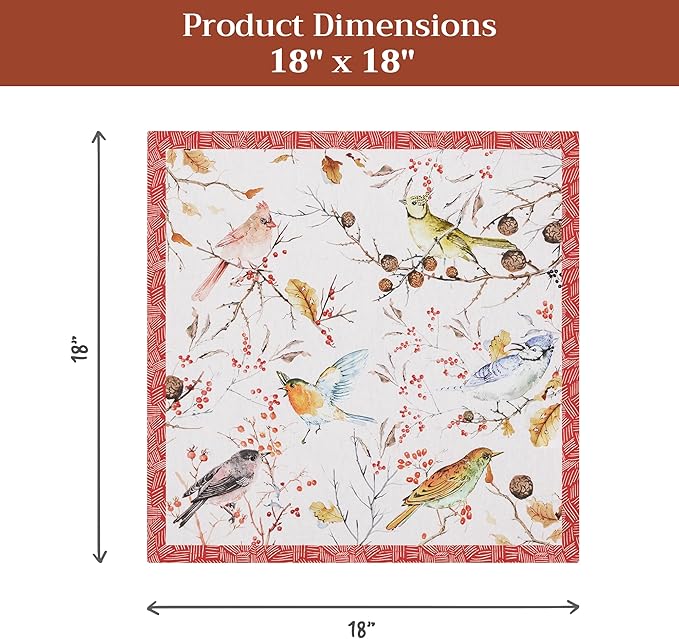 Maison d' Hermine 100% Cotton Cloth Napkins Set of 4 Everyday Reusable Square Napkins Cloth Washable Dinner Party Wedding Restaurant Hotel Kitchen Spring Summer (Pinson, 18" x 18")
