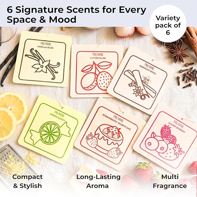 Room Deodorizer Gel Odor Eliminator For Home - Variety Pack Of 6 - Lemon Candy|Strawberry Shortcake|Lychee Bliss|Sugar Berries|Midnight Spice|Vanilla Bliss - Bathroom Air Freshener Odor Absorber