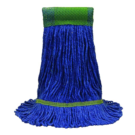 Nexstep Commercial MaxiClean Loop-End Mop Head, 20 oz, Cotton/Synthetic Blend, Blue, 5" Mesh Headband, Commercial Wet Mop for Floor Cleaning