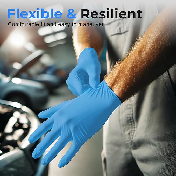 Serenelife Soft Industrial Gloves, Nitrile and Vinyl Gloves, Powder-Free, Textured Grip, Ideal for Cleaning, Food Service, Automotive, Household Work