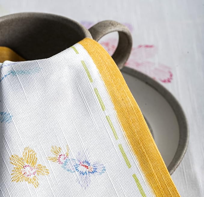 Maison d' Hermine 100% Cotton Cloth Napkins Set of 4 Everyday Reusable Square Napkins Cloth Washable Dinner Party Wedding Restaurant Hotel Kitchen Spring Summer (Paradise Island, 20" x 20")