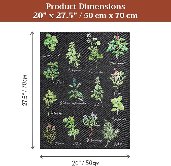 Maison d'Hermine Kitchen Towels Set of 2 100% Cotton 27.50" x 20" Reusable Cloth Tea Dish Towels Absorbent with Hanging Loop for Kitchen, Home, Dining, Cocktail Parties (Fresh Herbs)