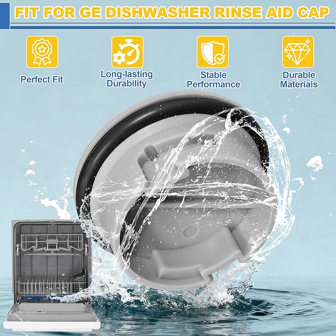 Upgrade WD12X10122 Dishwasher Rinse Aid Dispenser Cap Compatible with GE Dishwashers Replaces WD12X10102 WD12X10200 PS958932 AH958932 EA958932 EAP958919-2 Pack