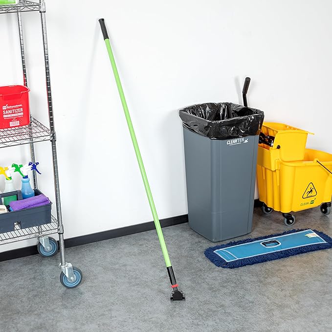 Restaurantware-Handle ONLY: Clean Tek Professional 63.98 Inch Dry Mop Handle, 1 Durable Mop Stick - Head and Frame Sold Separately, Ergonomic Grip, Green Fiberglass, for Home Use