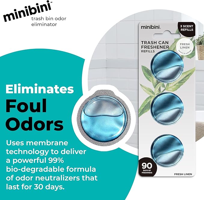 Flint Minibini Trash Can Deodorizer and Odor Eliminator, Garbage Can Air Freshener and Odor Control Up to 30 Days, Refill Pack