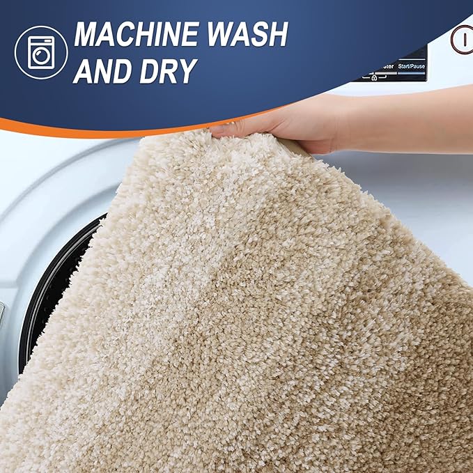 OLANLY Bathroom Runner Rugs Mat 70x24, Extra Soft Absorbent Microfiber Bath Rugs, Rubber Backing, Quick Dry, Washable Long Bath Mats for Bathroom Floor, Tub and Shower, Home Decor Accessories, Tan