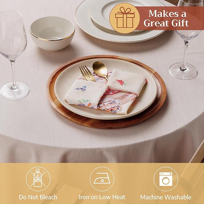 Maison d' Hermine 100% Cotton Cloth Napkins Set of 4 Everyday Reusable Square Napkins Cloth Washable Dinner Party Wedding Restaurant Hotel Kitchen Spring Summer (Icing on the Cake, 18" x 18")