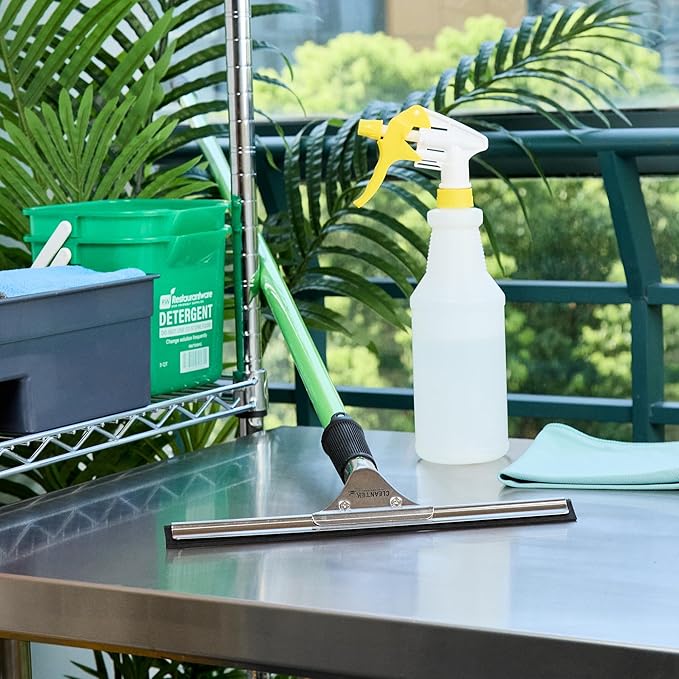 Restaurantware-Clean Tek Professional 11.81 Inch Window Squeegee, 1 Cleaning Squeegee with Rubber Blade - No-Slip Handle, Clean Mirror Or Car Windshield, Stainless Steel Wiper for Glass Door