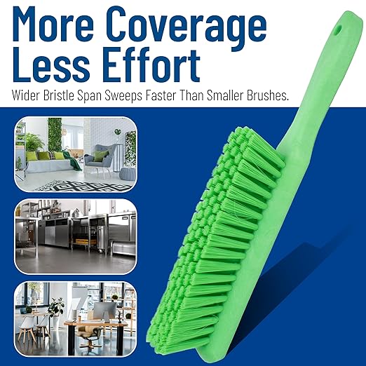 SPARTA 8 Inch Soft Counter Brush with Polyester Bristles and 5 Inch Handle, Color Coded Handheld Broom for Tables Countertops and Foodservice Surfaces, 13 Inch Overall Length, Lime