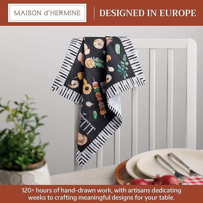 Maison d' Hermine 100% Cotton Cloth Napkins Set of 4 Everyday Reusable Square Napkins Cloth Washable Dinner Party Wedding Restaurant Hotel Kitchen Spring Summer (Just BBQ, 18" x 18")