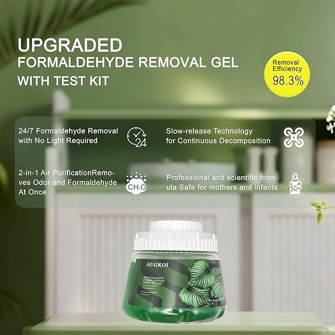 Formaldehyde Removal Gel + Detection Kit, Strong Odor Eliminator, More Effective than Activated Charcoal, Multi-purpose Air Freshener for Home, Room Deodorizer, Car, Garage, Basement
