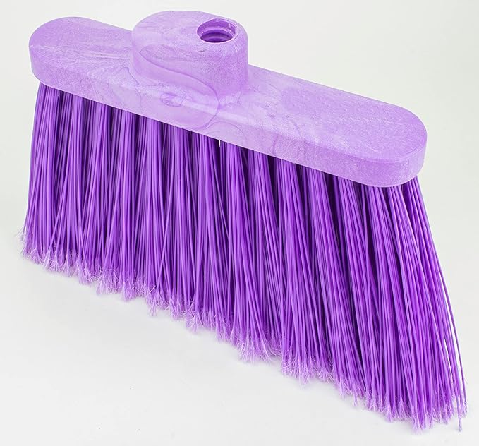 SPARTA Plastic Broom Head, Angled, Flagged for Small Debris Indoor, Outdoor, Home, Restaurant, Lobby, Office, 12 Inches, Purple