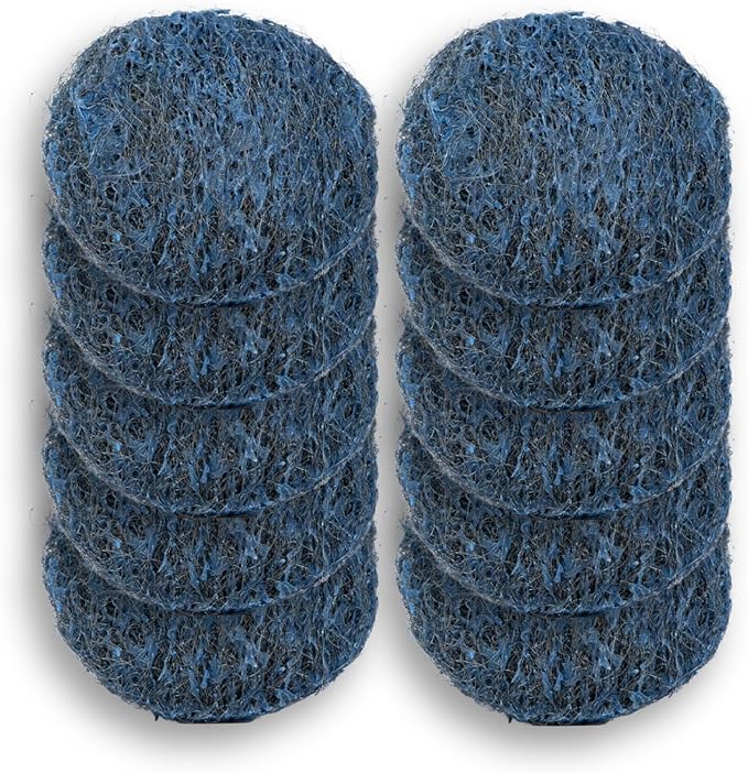 Amazon Basics Steel Wool Soap Pads, Reusable, Cuts Grease and Removes Rust, 10 Count, Pack of 1