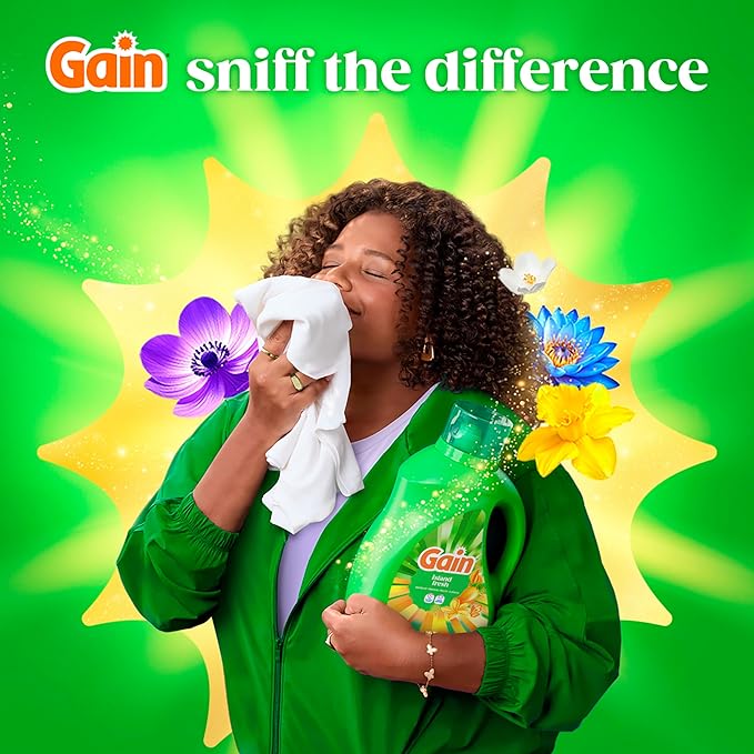 Gain Liquid Laundry Detergent with Odor Defense, Island Fresh Scent, Laundry Soap For HE Washing Machines, 132 fl oz, 100 Loads (Packaging May Vary)