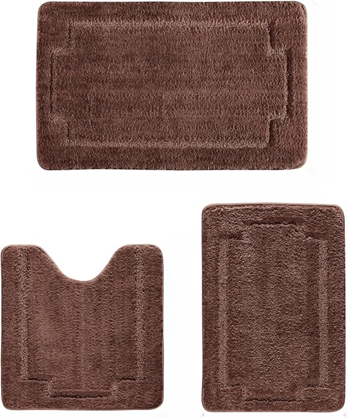Bath Rugs Set 3 Pieces Bathroom Mat Soft Absorbent Plush Shaggy Soft Floor Non Slip Shower Bath Tub Machine Washable (cc-ser, 20"x32"/20"x20"/17"x24")