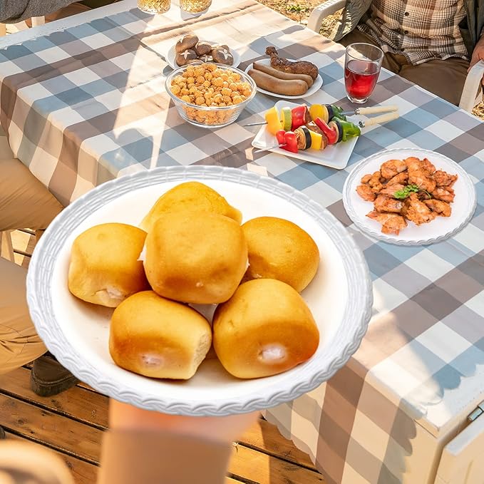 EBIGIC Paper Plate Holders, 8 Packs 10 Inch paper plate holders reusable Plastic Heavy Duty supports for Picnic Party Dinner White