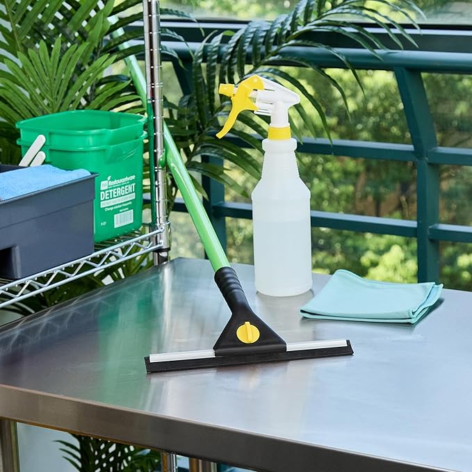 Restaurantware-Clean Tek Professional 9.84 Inch Window Squeegee, 1 Window Cleaning Squeegee with Rubber Blade - All-Purpose, for Mirror Or Glass Door, Black Plastic Wiper with Aluminum Frame