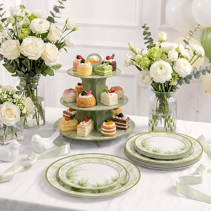 30Pcs Clear Plastic Plates - Lily of the Valley Plates Disposable Heavy Duty, Perfect for Weddings, Tea Parties, Holidays - 10.25" Dinner & 7.5" Dessert Plastic Plate